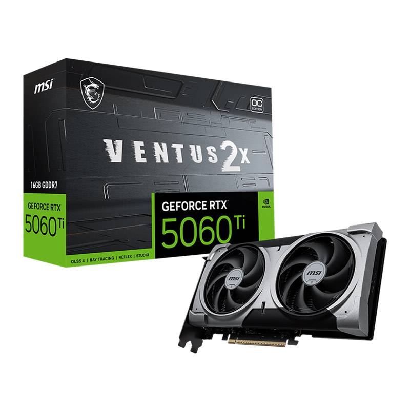 Carte Graphique MSI NVIDIA GeForce RTX 5060 Ti Blackwell Ventus 2X OC Plus 16G GDDR7 DLSS4 2